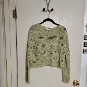 Freshman Sage Open-Knit Sweater